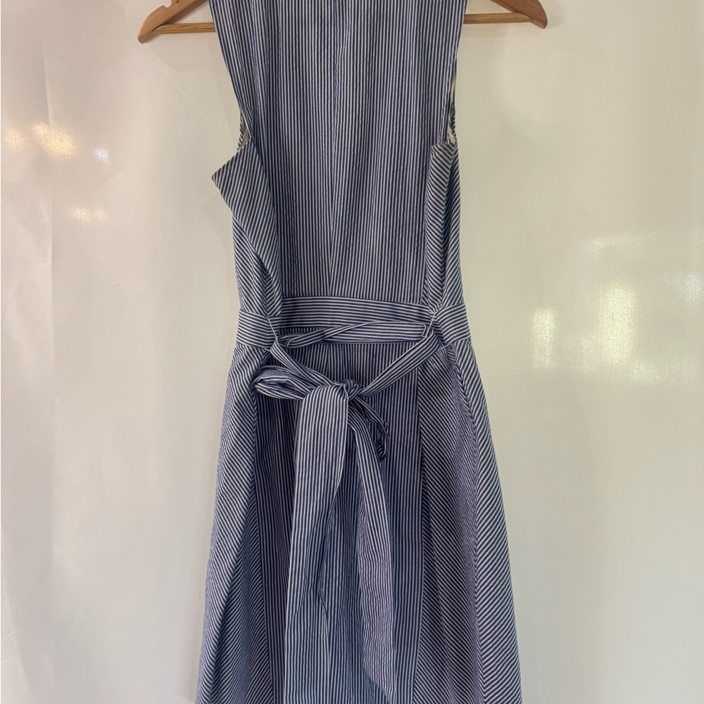 Rachael Ray Light Blue & White Striped Tie-Waist Midi Dress 👗 Spring Dress - Picture 6 of 8